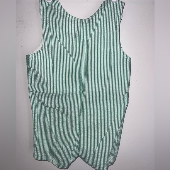 Vintage Green Striped Baby Romper with Frog Patch - Picture 8 of 9